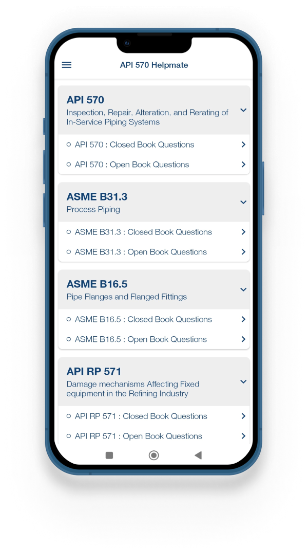 API 570 Closed book questions and Open book Questions
