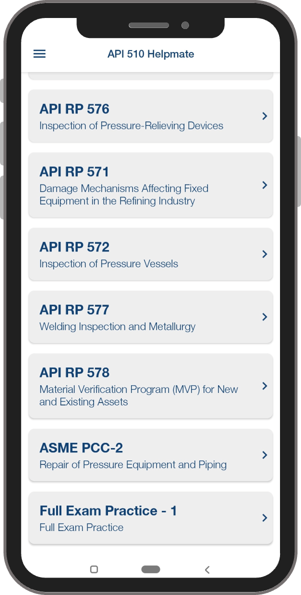 API 510 Certification Exam sections